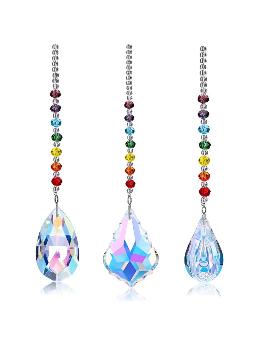 3pcs Crystal Rainbow Suncatcher Glass Chakra Beads Ball Pendant